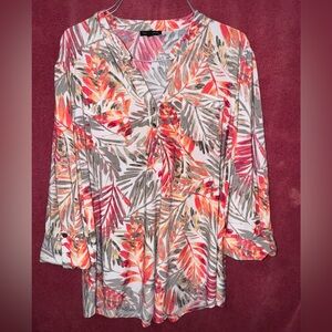 Ava & Grace Multicolor Leaf Print Button Down Shirt
